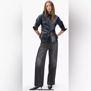 rag & bone (black) Miramar Drawstring Wide-Leg Pants, Terry (w/ drawstring)